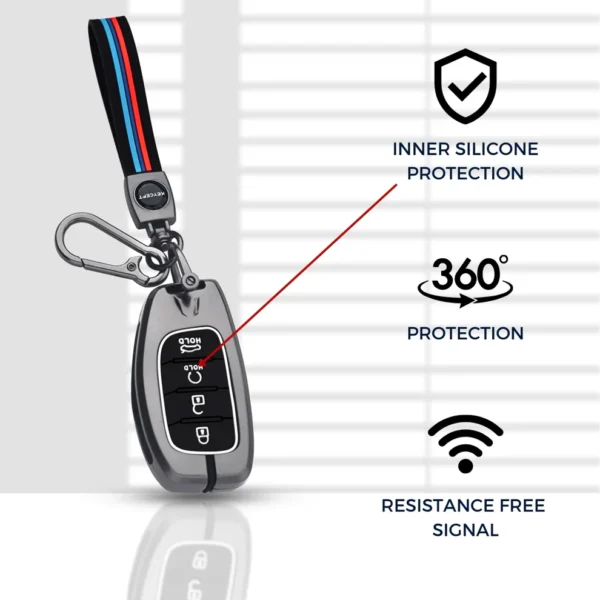 Premium Metal Key Cover for Hyundai Creta | Alca-zar | Cret-a EV | N Line | for 4 Button