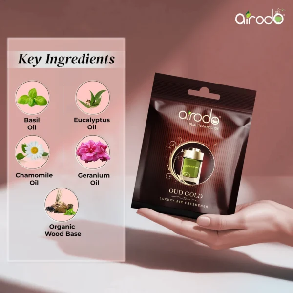 Airodo Oud Gold Luxury Gel Air Freshener with Dual Technology For Living Room, Office, Car, Bathroom | Lasts up to 30 days | Easy to Use, Non-Spill & Long-Lasting| 10g (Pack of 4)