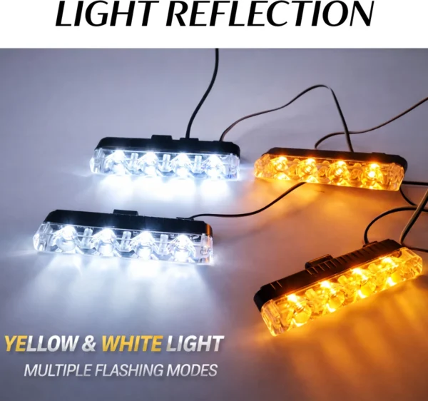 Yellow & White Multi-function Strobe Light With Remote Car Fancy Lights (Yellow, White)