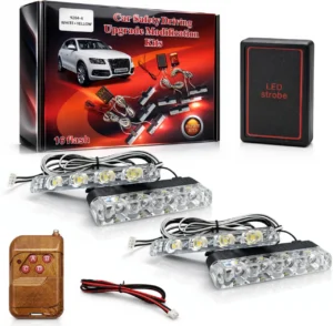 Yellow & White Multi-function Strobe Light With Remote Car Fancy Lights (Yellow, White)