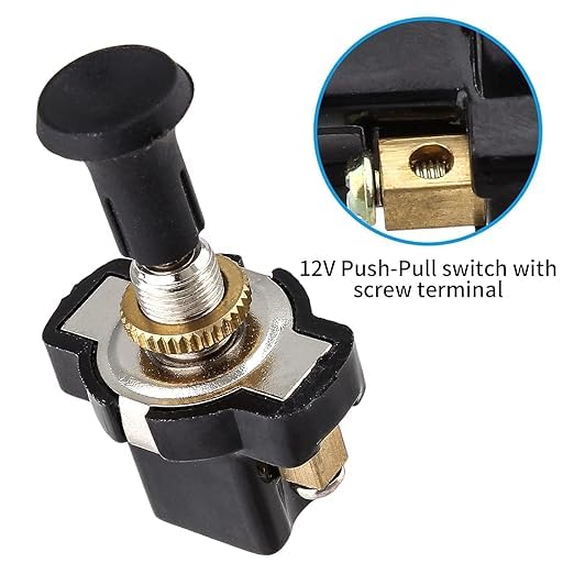 Electronic Spices Heavy Duty 12v Push Pull Button Switch For Auto, Car Vehicle Electronic Components Electronic Hobby Kit (Pack Of 5)