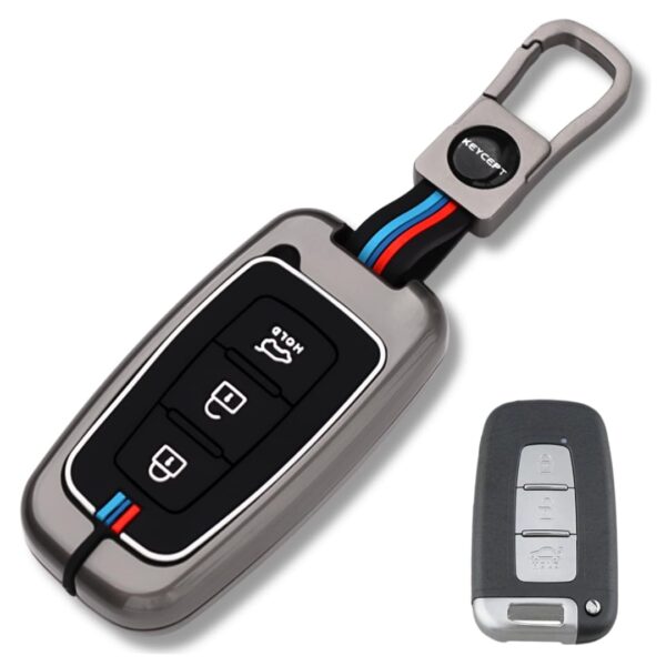 5161H0ByMTL._SL1080_ Premium Metal Key Cover Compatible with Hyundai i20 | Creta | Venue | Tucson | Alcazar | Verna | Xcent | Aura | Elantra | 3 Button Flip Key only (Type) 2
