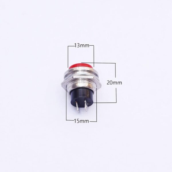 5 Pcs Red Tactile 2 Pin Electronic Panel Push On And Release Off Button 6A/25A- 3V,5V,12V,24V DC SPST Switch Brass Metal Body