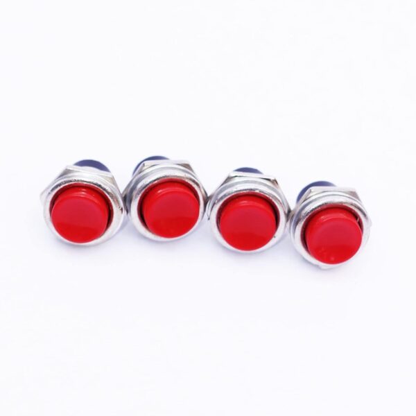 5 Pcs Red Tactile 2 Pin Electronic Panel Push On And Release Off Button 6A/25A- 3V,5V,12V,24V DC SPST Switch Brass Metal Body