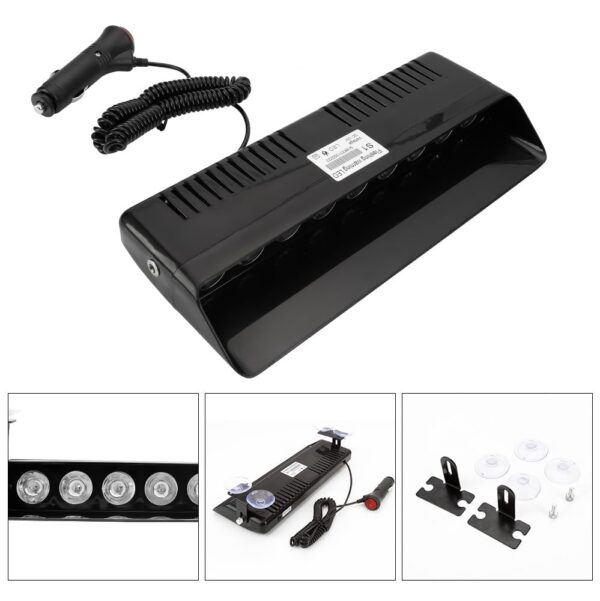 Automaze 9 LED Car Police Emergency Strobe Light with Red Blue White Flasher, 6 Flashing Modes