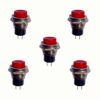 5 Pcs Red Tactile 2 Pin Electronic Panel Push On And Release Off Button 6A/25A- 3V,5V,12V,24V DC SPST Switch Brass Metal Body