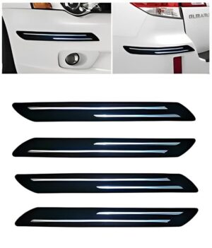 Double Chrome Car Bumper Protector car Edge Guard (Pack of 4 Pcs) Front Rear Bumper Protector Universal