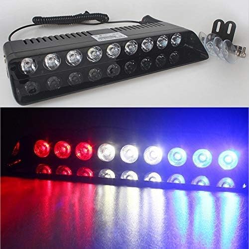 Automaze 9 LED Car Police Emergency Strobe Light with Red Blue White Flasher, 6 Flashing Modes