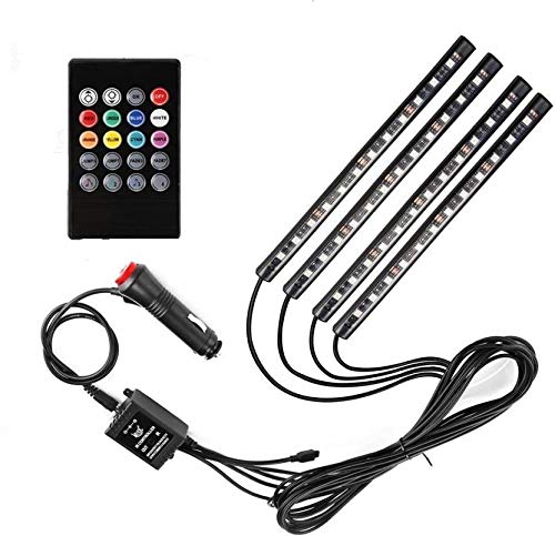 Bluetooth App Controlled 72 LED Atmosphere Light Multicolour Music Car Strip Lamp For Car Interior (18 LED