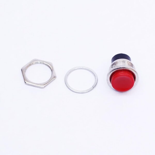 5 Pcs Red Tactile 2 Pin Electronic Panel Push On And Release Off Button 6A/25A- 3V,5V,12V,24V DC SPST Switch Brass Metal Body