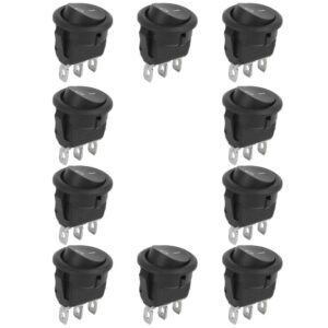 Switch, 10pcs Mini Rocker Switches, 23mm Round Rocker Switch, 3Pin 2 Position Round Boat Mini ONOFF, Rocker Switches