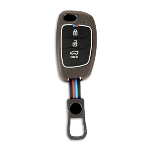 Premium Metal Car Key Cover Keychain Compatible with Hyundai Creta | Venue | Tucson | Alcazar | I20 | Grand I10 | Aura | Xcent | Accent | Exter Car Key (HY-F3A)