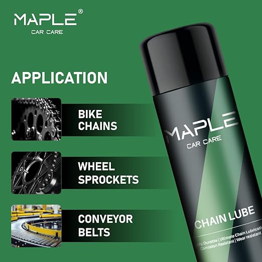 614c1g8ejhL._SX522_ Maple Car Care Chain Lubricant Spray 150ml | Bike, Scooter & Bicycle Chain Lubricant | Rust Protection, Cleaning, Degreasing & Lubrication for Bikes | Anti-Rust, Wear Resistant, Long-Lasting Spray