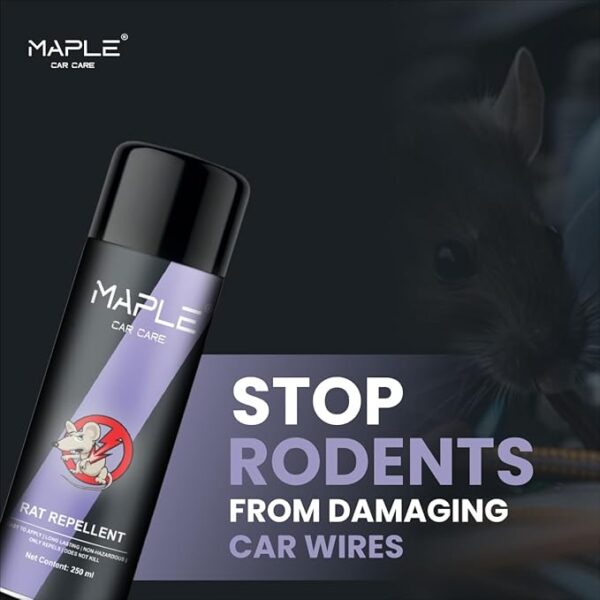 Maple Rat Repellent Spray 250ml – Camphor Fragrance | Protects Wires in Car, Bike & Home | Non-Toxic, No-Kill Rodent Repeller | Long-Lasting Spray for Engine Bay & Household Use – Pack of 1