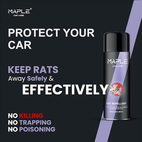 Maple Rat Repellent Spray 250ml – Camphor Fragrance | Protects Wires in Car, Bike & Home | Non-Toxic, No-Kill Rodent Repeller | Long-Lasting Spray for Engine Bay & Household Use – Pack of 1