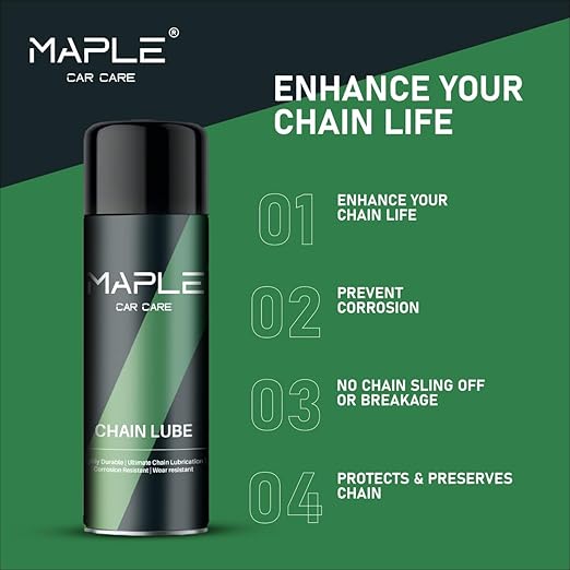 61tdqdUuvVL._SX522_ Maple Car Care Chain Lubricant Spray 150ml | Bike, Scooter & Bicycle Chain Lubricant | Rust Protection, Cleaning, Degreasing & Lubrication for Bikes | Anti-Rust, Wear Resistant, Long-Lasting Spray