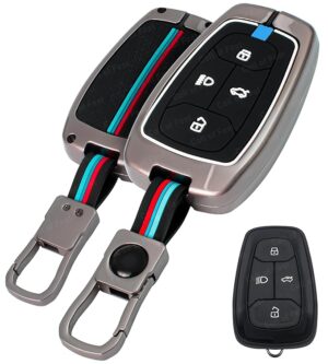 Premium Metal Key Cover Compatible with Tata Nexon, Harrier | Safari | Altroz | Tigor | Ev | Punch | Tiago Ev Electric 4 Button Smart Key