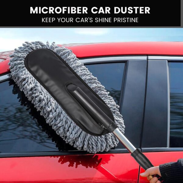 AllExtreme Soft Microfiber Car Duster Brush with Extendable Handle Wet & Dry Scratch Free Surface Cleaner Multipurpose Kitchen Accessory for Dusting Cleaning
