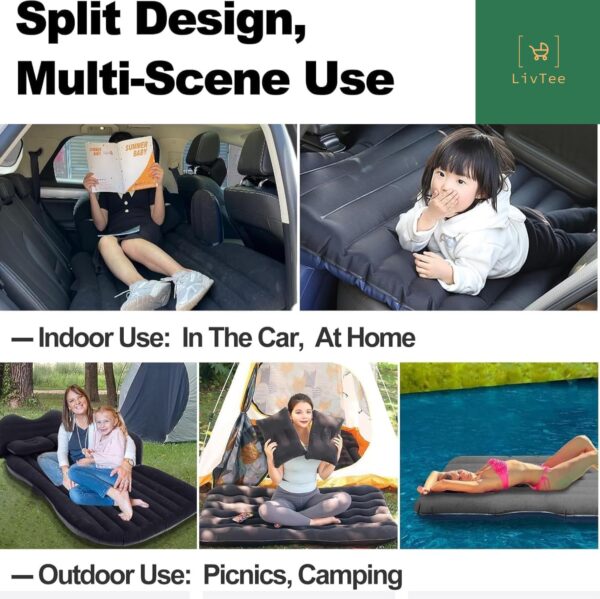 71dDOwmYe2L._SL1494_ LivTee Premium Car Inflatable Bed with Pump & 2 Air Pillow|Quick Inflatable Back Seat Bed|Car Inflatable Mattress|Car Bed Mattress