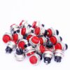 5 Pcs Red Tactile 2 Pin Electronic Panel Push On And Release Off Button 6A/25A- 3V,5V,12V,24V DC SPST Switch Brass Metal Body