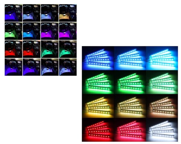 Bluetooth App Controlled 72 LED Atmosphere Light Multicolour Music Car Strip Lamp For Car Interior (18 LED