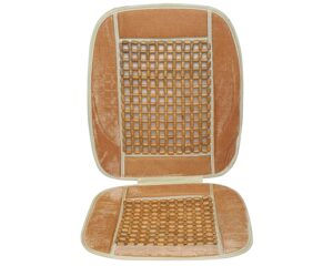 Wooden Beaded Plush Velvet Seat Cover Ultra Comfort Massage Cool Car Seat Cushion Universal for All Seats and Cars Beige Set of 1pc