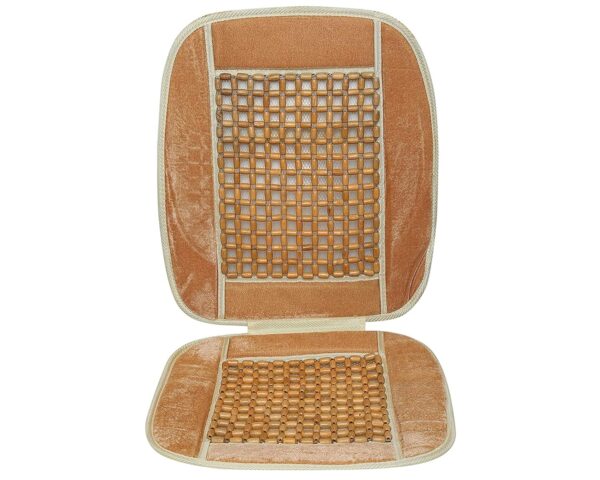 Wooden Beaded Plush Velvet Seat Cover Ultra Comfort Massage Cool Car Seat Cushion Universal for All Seats and Cars Beige Set of 1pc