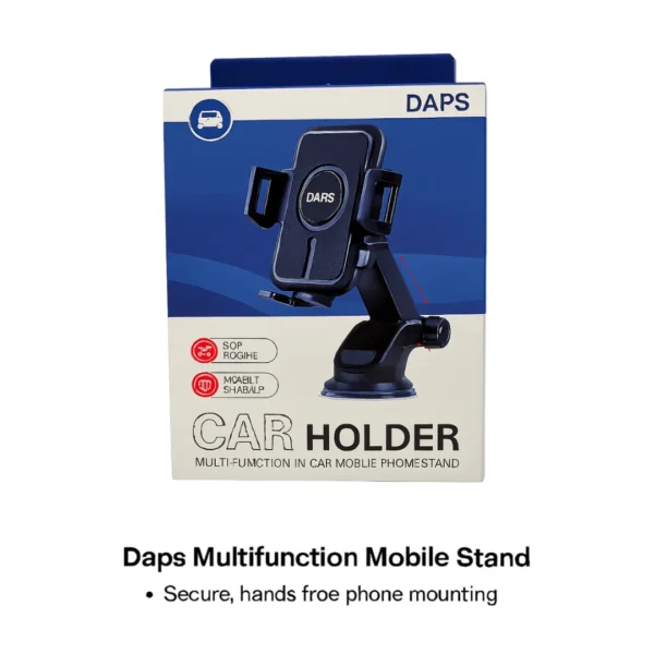 Daps Multifunction In-Car Mobile Stand – Universal 360° Adjustable Phone Holder for Dashboard & Windshield