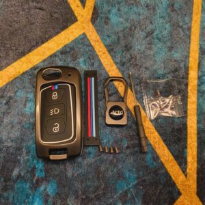 Premium Metal Key Cover Compatible with Tata Tiago | Nexon | Altroz | Safari | Storme | Zest | Bolt | Tigor | Punch | Hexa 3 Button Flip Key