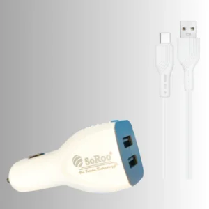 Soroo Car Charger 3.4A Output (White, With USB Cable)