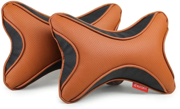 Brown, Black Leather Car Pillow Cushion(Rectangular, Pack of 2)