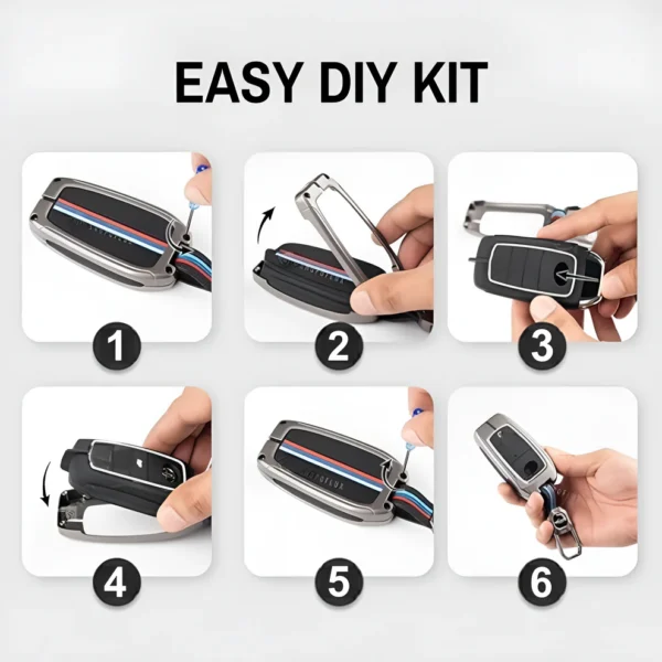 metal-key-cover-for-hyundai-easy-diy-kit-setup-steps Premium Metal Alloy Silicone Car Key Cover Keychain | Compatible with Honnda Elevate | BRV | WRV | CRV | Jazz | City Car Key (HD-A2)