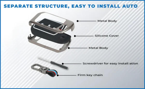 metal-key-cover-for-hyundai-structure-installation-tools Premium Metal Key Cover | Compatible with Maruti Suzuki Baleno, Swift, Brezza, Ertiga & More | 3-Button Remote Key