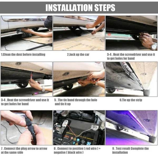 4* RGB 5050 LED Strip Neon Light Kit Under Car Tube Underglow Underbody System